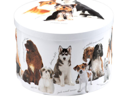 Lata caramelos fudge perros