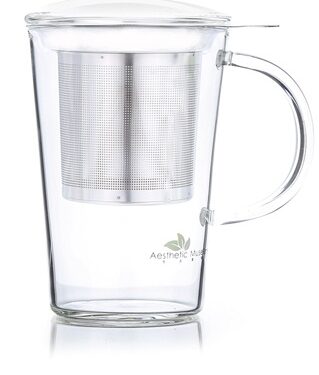 taza con filtro y tapa borosilicato