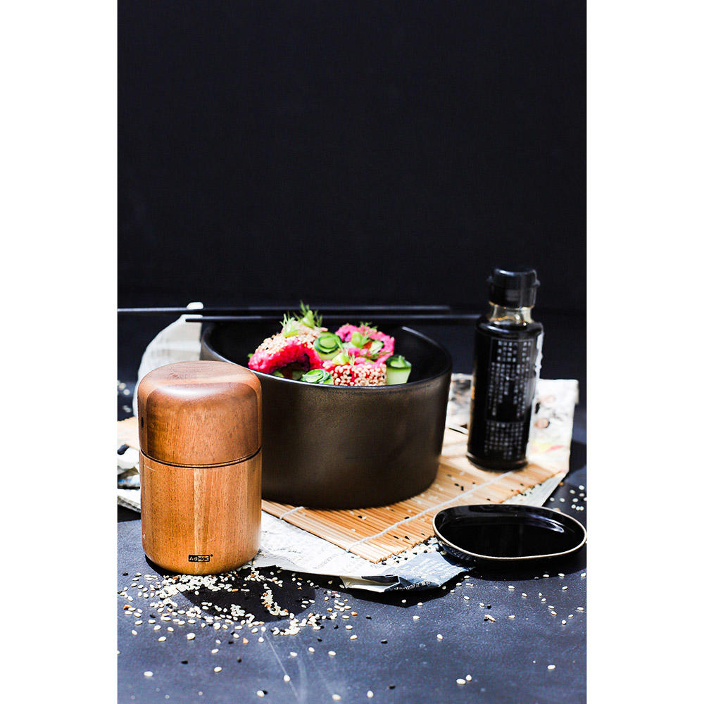 Molinillo para semillas de lino y sésamo AdHoc madera de acacia - Imagen 6