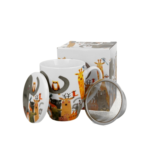 TISANERA (TAZA CON FILTRO Y TAPA) 360 ML. ANIMALS "DUO"