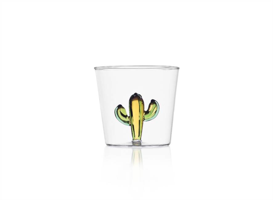 VASO CRISTAL TUMBLER CACTUS VERDE/ÁMBAR "ICHENDORF"