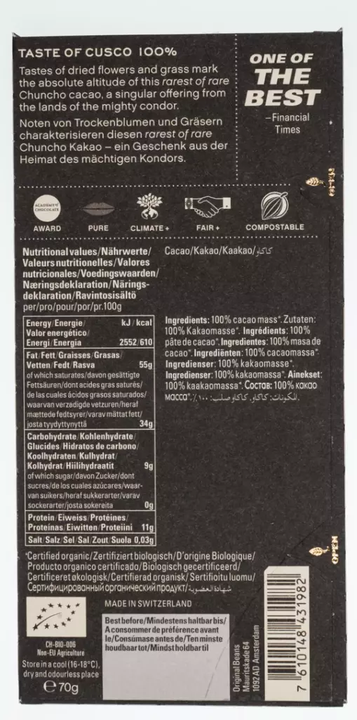 Tableta100%, Valle Cusco, Machu Picchu, Perú. , ecológico "Original Beans" - Imagen 4