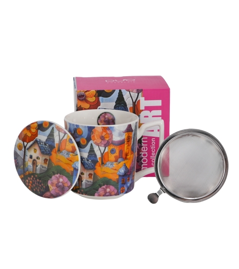 TISANERA (TAZA CON FILTRO Y TAPA) MODERN COUNTRYSIDE 450 ML. "DUO"