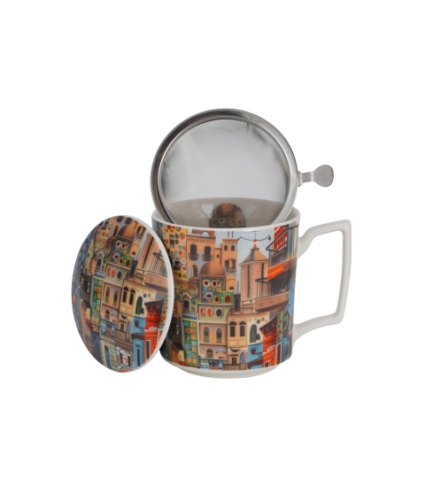 TISANERA (TAZA CON FILTRO Y TAPA) 450 ML. MODERN SWEET CITY "DUO" - Imagen 2