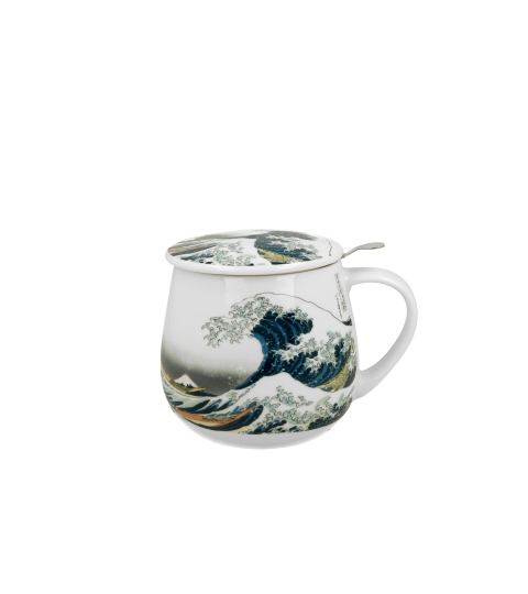 TAZA 450 ML. CON INFUSOR Y TAPA LA GRAN OLA inspirada en K. Hokusai "DUO" - Imagen 2
