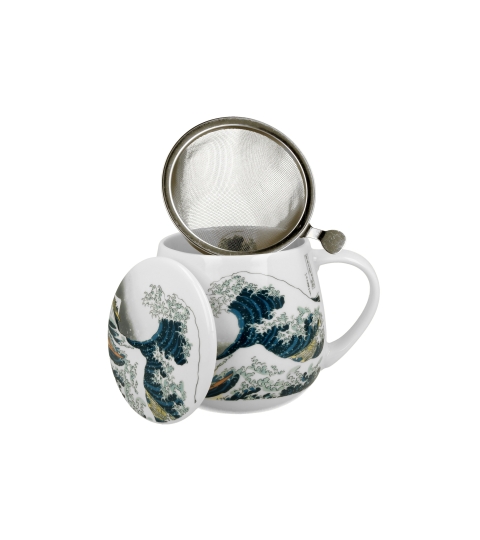 TAZA 450 ML. CON INFUSOR Y TAPA LA GRAN OLA inspirada en K. Hokusai "DUO" - Imagen 3