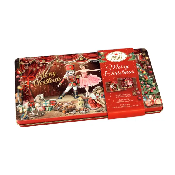 Caja navideña con chocolatinas "Soldadito y Bailarina"