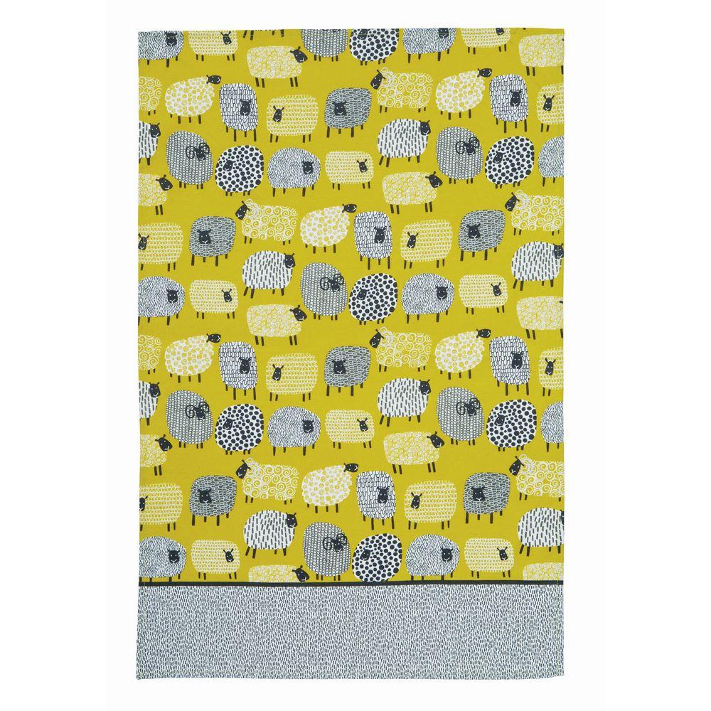 Paño de cocina de algodón Dotty Sheep en amarillo "ULSTER WEAVERS"
