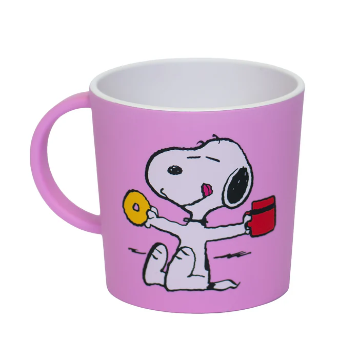 TAZA PLÁSTICO RECICLADO SNOOPY MORE COFEE MORE DONUTS "QUY CUP"