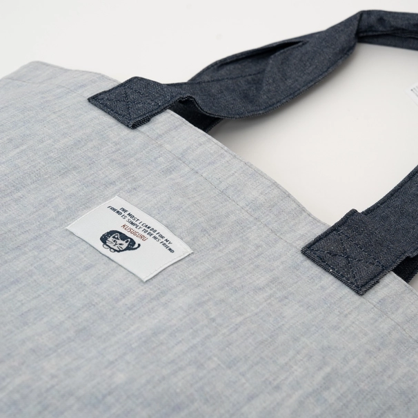 Bolso Tote Bordado Gato "Kusuguru Japón" – Azul Claro - Imagen 4