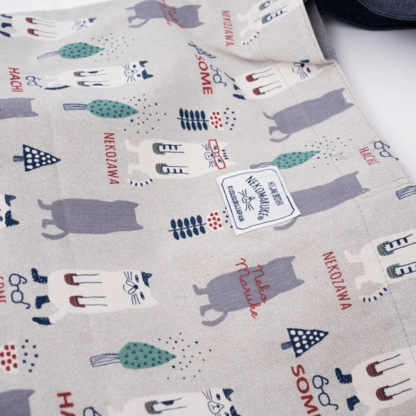 Bolso Tote Grande Bordado Tres Gatos Gris "Kusuguru Japón" - Imagen 7