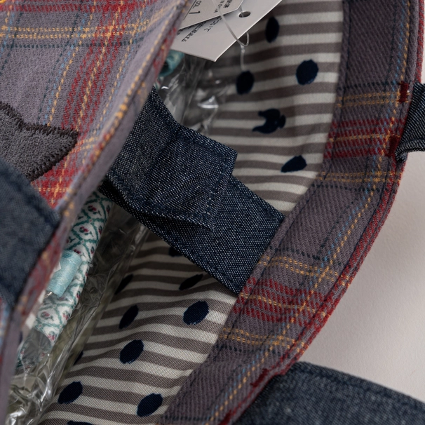 Bolso tote pequeño bordado "Kusuguru Japan" Nago Cat - azul pizarra - Imagen 3