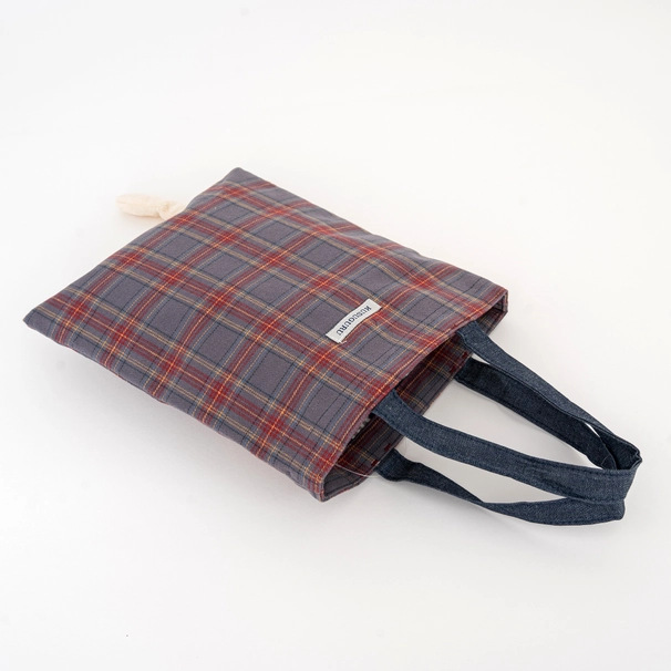 Bolso tote pequeño bordado "Kusuguru Japan" Nago Cat - azul pizarra - Imagen 2