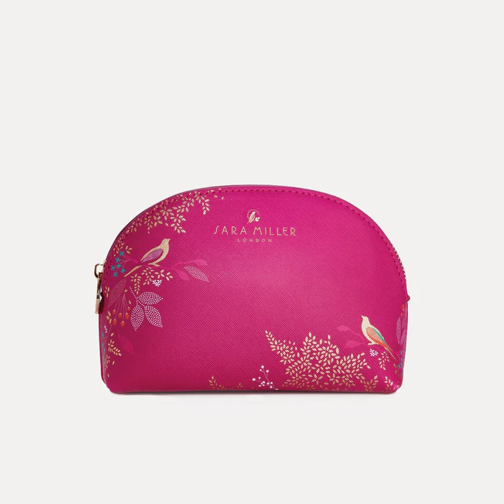 Neceser pequeño con diseño de pájaros rosas "Sara Miller"