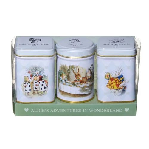 Juego de 3 latas de té inglés de Alicia en el país de las maravillas