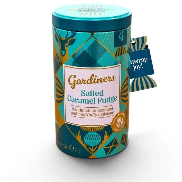 Lata de tartan con caramelo salado de 200 g"Gardiners"