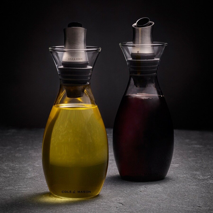 Aceitera / vinagrera Cristal antigoteo con regulador Cole & Mason "