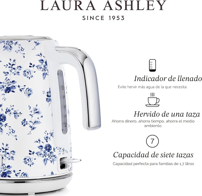Hervidor jarra eléctrico acero inoxidable China Rose"Laura Ashley" - Imagen 5