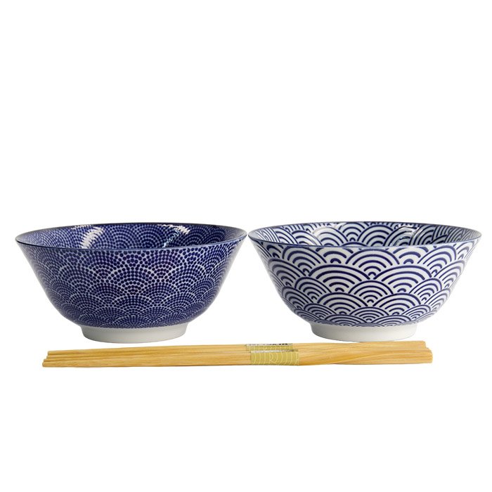 Juego de cuencos Tayo Nippon Blue Dots & Waves, porcelana, 500 ml "TOKYO DESING" - Imagen 4