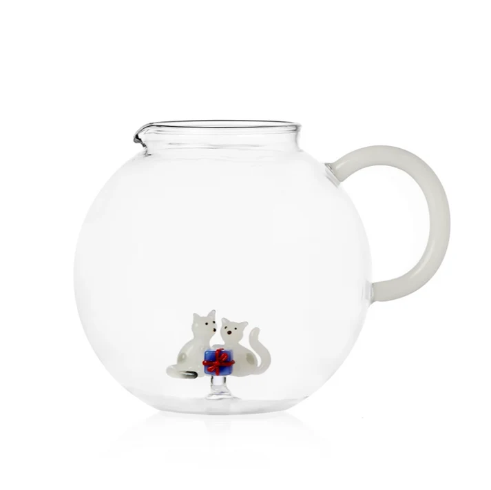 Jarra de gatos blancos con regalo azul claro "Ichendorf"