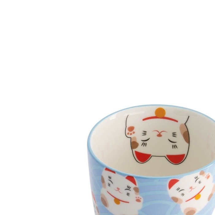 Taza Kawaii Lucky Cat Blue en caja de regalo, Porcelana, 380 ml "TOKYO DESING" - Imagen 5