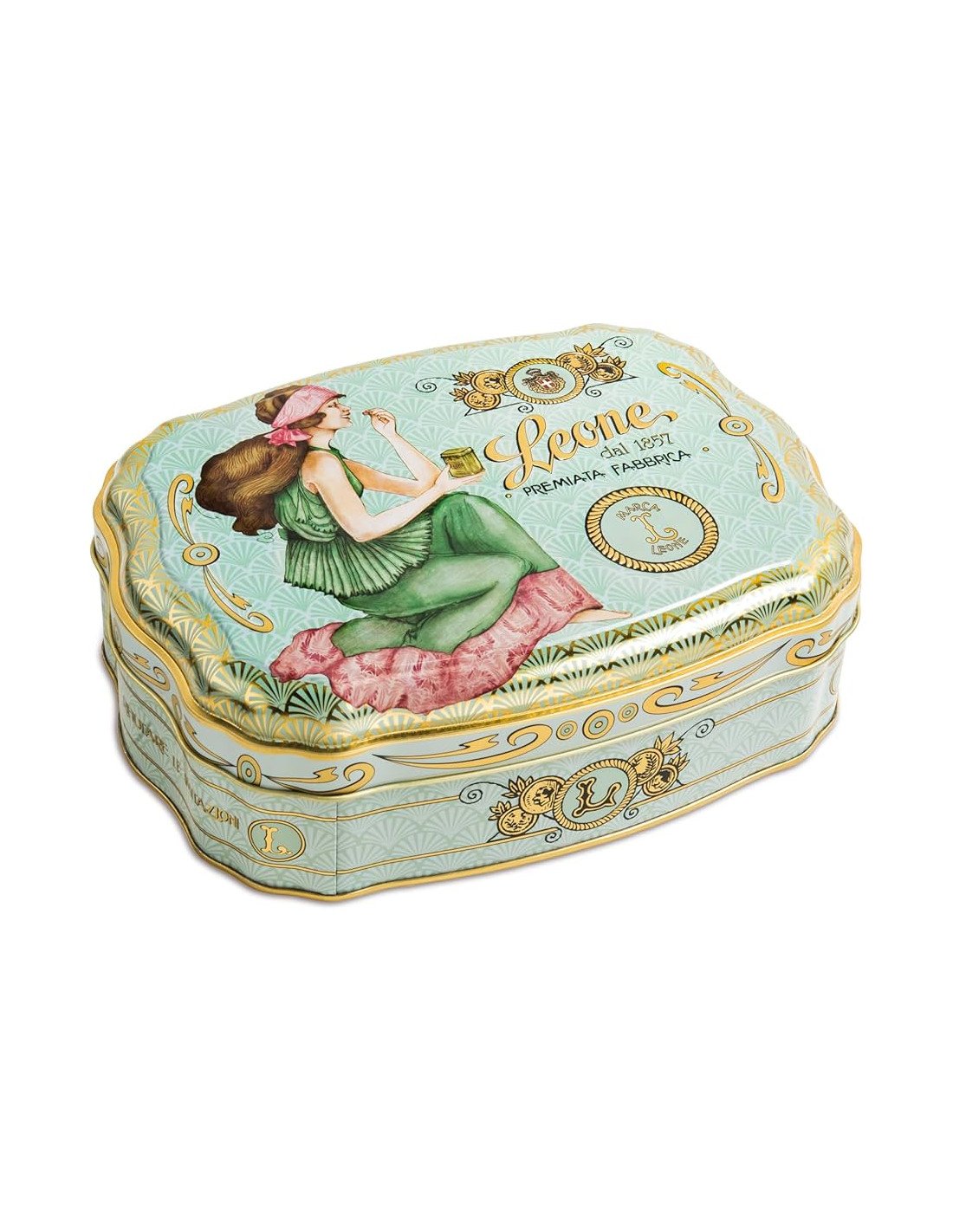 Lata Vintage 200gr gelatinas Liberty verde "Leone"